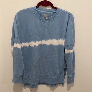 Light blue sweater with white stripe